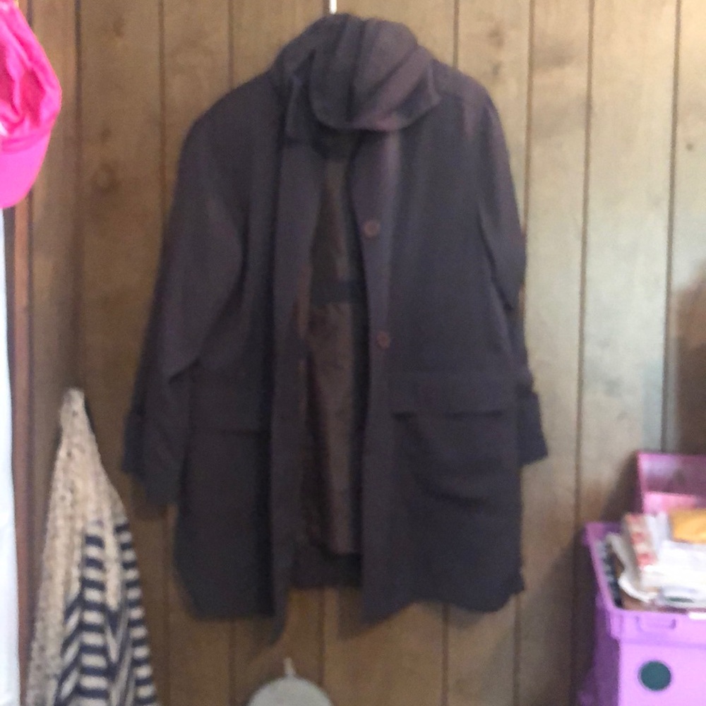 Olive green mid length trench coat